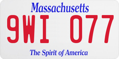 MA license plate 9WI077