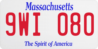 MA license plate 9WI080