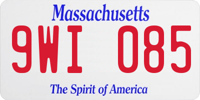 MA license plate 9WI085