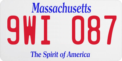 MA license plate 9WI087