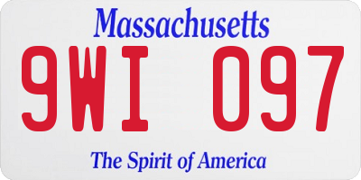 MA license plate 9WI097