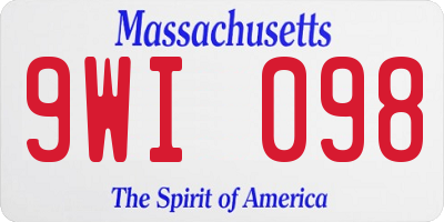 MA license plate 9WI098