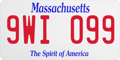 MA license plate 9WI099