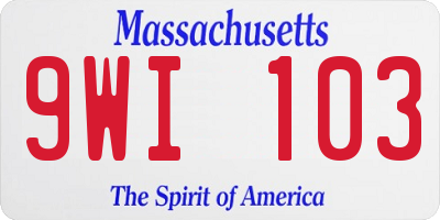 MA license plate 9WI103