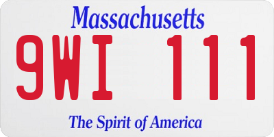 MA license plate 9WI111