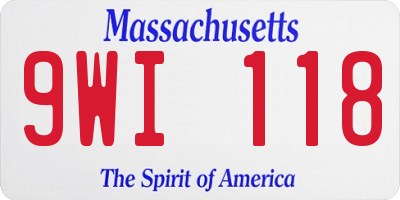 MA license plate 9WI118