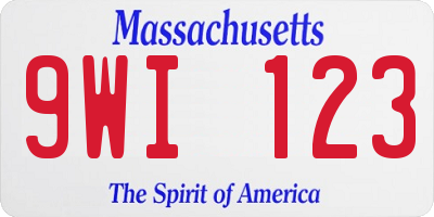 MA license plate 9WI123