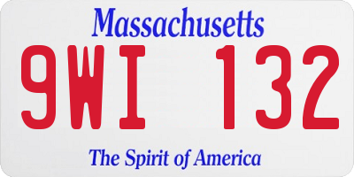 MA license plate 9WI132