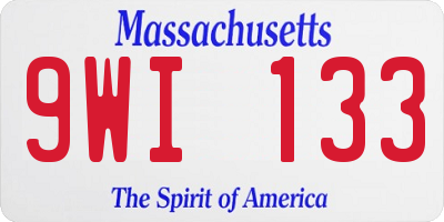 MA license plate 9WI133