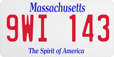 MA license plate 9WI143