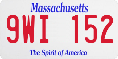 MA license plate 9WI152