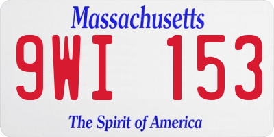MA license plate 9WI153