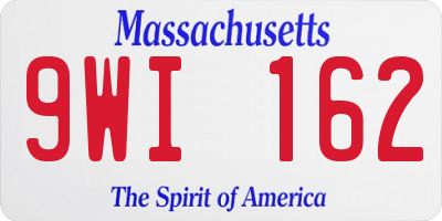 MA license plate 9WI162
