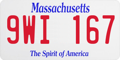 MA license plate 9WI167