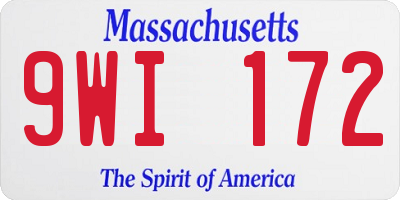 MA license plate 9WI172