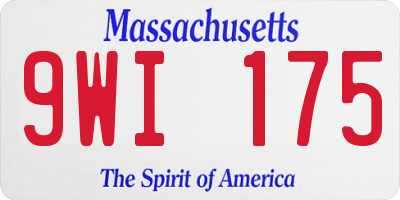 MA license plate 9WI175