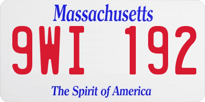 MA license plate 9WI192