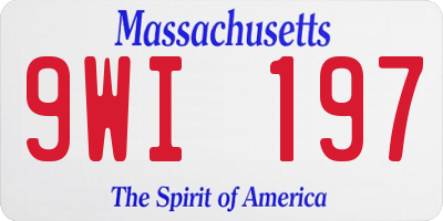 MA license plate 9WI197