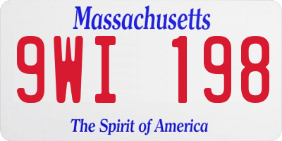 MA license plate 9WI198