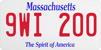 MA license plate 9WI200
