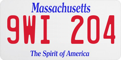 MA license plate 9WI204