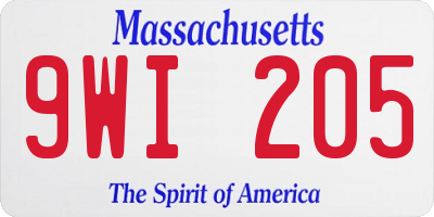 MA license plate 9WI205