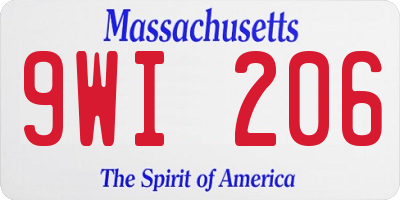 MA license plate 9WI206
