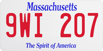 MA license plate 9WI207