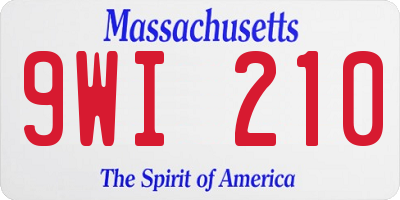 MA license plate 9WI210