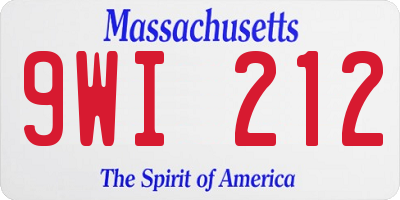 MA license plate 9WI212
