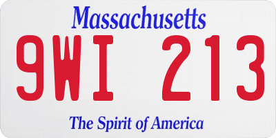 MA license plate 9WI213