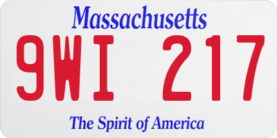 MA license plate 9WI217