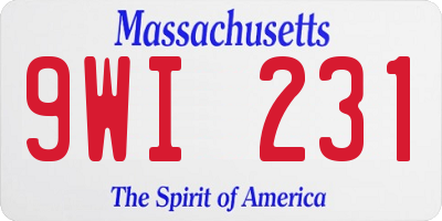 MA license plate 9WI231