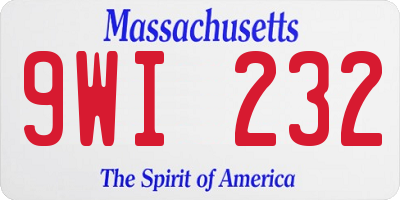 MA license plate 9WI232