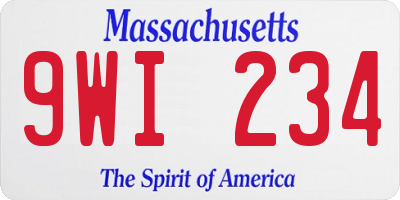 MA license plate 9WI234