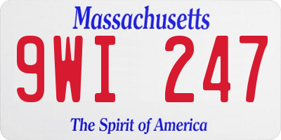 MA license plate 9WI247