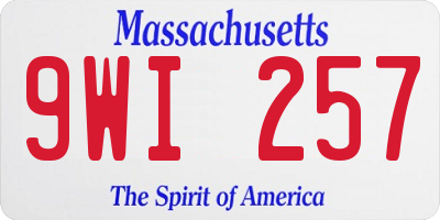 MA license plate 9WI257