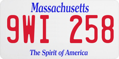 MA license plate 9WI258