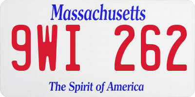 MA license plate 9WI262