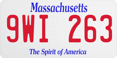 MA license plate 9WI263