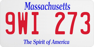 MA license plate 9WI273