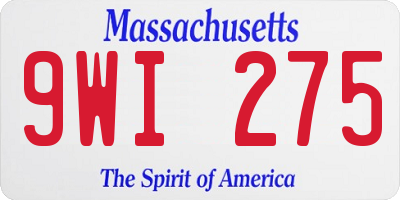 MA license plate 9WI275