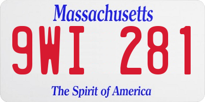 MA license plate 9WI281