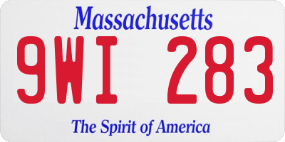 MA license plate 9WI283