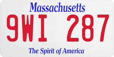 MA license plate 9WI287