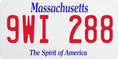 MA license plate 9WI288