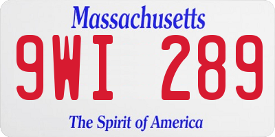 MA license plate 9WI289