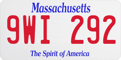 MA license plate 9WI292