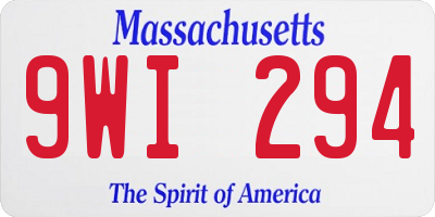 MA license plate 9WI294