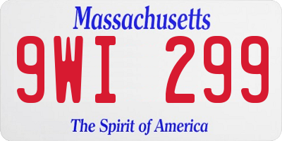 MA license plate 9WI299